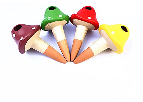 RoseFlower 4 pcs Terrakotta Pflanzenwässerungskugel, Pilz Form Automatische Pflanzenwasserer Bewässerung Dripper für das Urlaub Selbstbewässerungssystem, Bewässerungshilfe für Innen-und Außenpflanzen