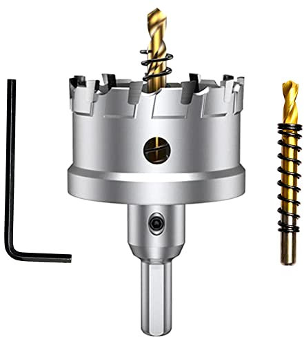 ASNOMY Punta per sega a tazza in carburo di tungsteno per metallo duro, 52mm T.C.T sega a tazza con 2 punte da trapano pilota per metallo, acciaio inossidabile, ferro, legno, plastica