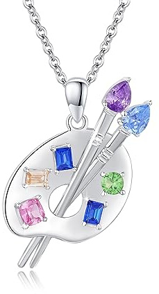 SOESON Artist Palette Art Necklace Sterling Silver Paint Palette Pendant Thanksgiving Mother's Day Jewellery Gifts for Girls