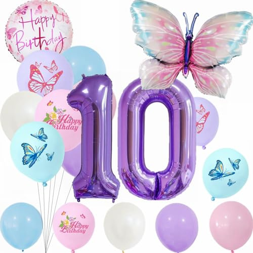 Yunchu Online 10. Decoración de cumpleaños para niña, diseño de mariposa, color lila