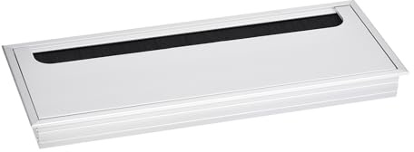 QUARKZMAN Copertura per Foro Cavi 290mm x 110mm in Lega di Alluminio Rettangolare per Scrivania, Passacavi per Cavi Elettrici, Organizzatore Cavi per Scrivania Pc, Tonalità Argento