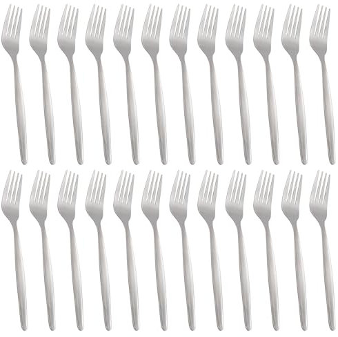 Argon Tableware Economy Stainless Steel Dinner Forks - 19.5cm - Pack of 24 - Silver Dining Forks High Polished Metal Dishwasher Safe 24-Piece Table Cutlery Set