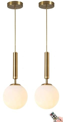 Lámpara colgante con pilas con bombilla recargable regulable y programable, no cableada, lámpara de iluminación de techo colgante con forma de globo, for isla de cocina, mesa de comedor, sala de estar
