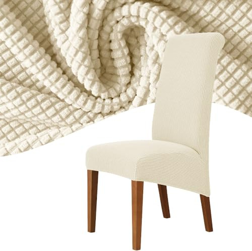 Odot Stuhlhussen Esstisch XL Stretch Stuhlhussen Hussen Abnehmbarer Waschbarer Stuhlbezug Sesselbezug für Hotel,Bankett,Restaurant,Haus (4er Set,Beige)
