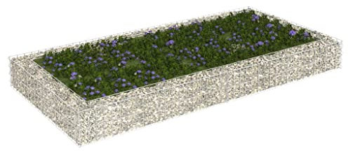 HETFTJN Gabbione Letto Rialzato, Fioriera Alta Letto Rialzato Aiuola Cassoni Orto Adatto per Terrazzo Giardino Balcone Esterno in Acciaio Zincato 200x100x20 cm
