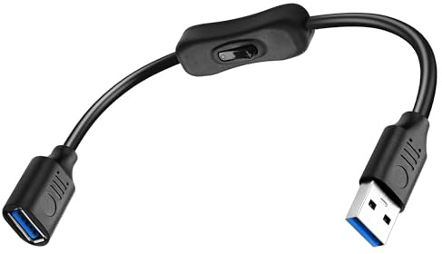 JSADZKJ USB 3.0 Kabel mit EIN/Aus-Schalter USB Typ A Stecker zu Buchse Verlängerungskabel Kurzes USB 3.0 Verlängerungskabel unterstützt Daten und Strom für PC TV Auto Laptop LED-Streifen 1ft