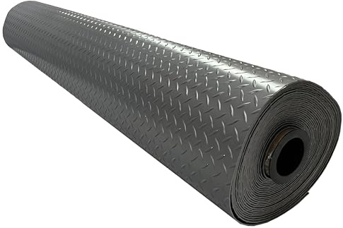 Shield Autocare © Heavy Duty PVC Vinyl Floor Matting Garage Industrial Work Gym Van Shed Non Slip Large Diamond Checker 1.5m Wide 3mm Thick Black | Grey | Silver (Grey, 2.5m x 1.5m)
