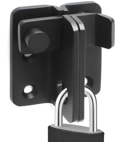 Litensh Verrou Porte Coulissante Serrure Volet Loquet Porte Verrou Portail à Bascule Boulon avec Vis pour Porte Fenêtre Placard et Jardin Acier Inoxydable (Noir, Left Open L)