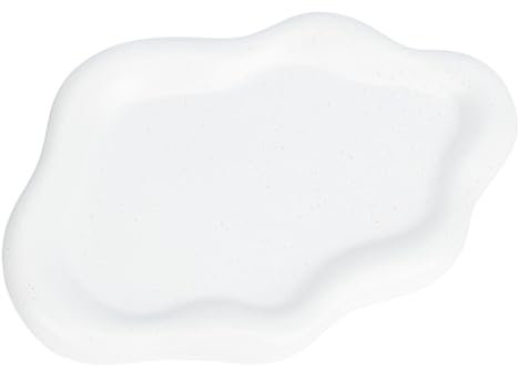 HOBBIESAY Bijoux Forme Nuage Plateau à Bijoux en Céramique Plateau à Clés Decoratif Blanc Plateau à Bijoux décoratif Assiette céramique Moucheté Forme Nuage pour Boucles Collier Décoration de Vanité