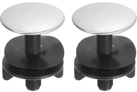 sourcing map 2 Pcs Kitchen Sink Hole Cover, 45mm/1.77 Inch Faucet Hole Cover Stainless Steel/Plastic Tap Hole Plate Stopper for Top Holes Kitchen Bathroom Sink Accessories, Silver/Black
