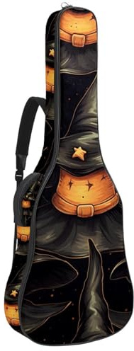 Halloween Hexenhüte 10 41 106,7 cm Akustikgitarrentasche mit verstellbarem Schultergurt Gitarrentasche mit Rückenaufhänger, geeignet für E-Gitarren, Bassgitarren, klassische Gitarren, Ukulele,