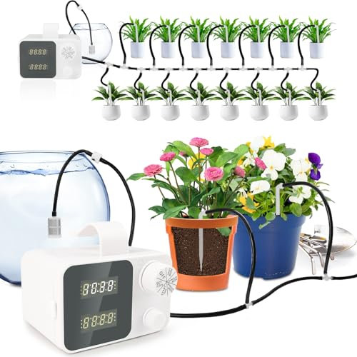 Automatic Plant Watering System, 30-Day Programmable Vacation Plant Watering Device, USB/Type-C Powered Self Waterer for Potted Plants, Indoor Garden Watering System & Drip Irrigation Kit