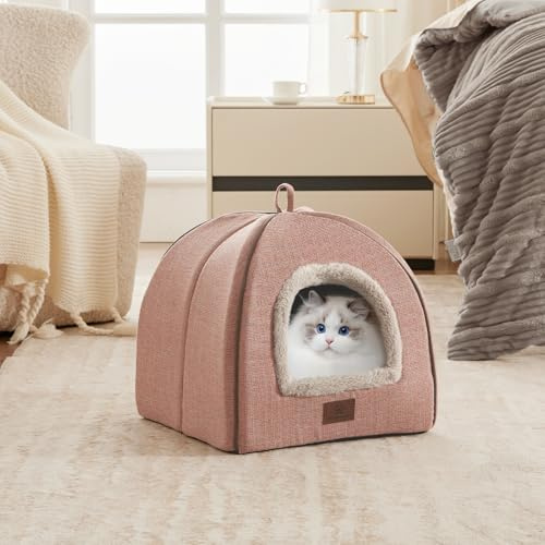 Katzenbett für Indoor-Katzen – Katzenhöhle, Katzenhaus Katzenzelt mit abnehmbarem, waschbarem, gepolstertem Kissen, weiche und selbstständige Kätzchenbetten