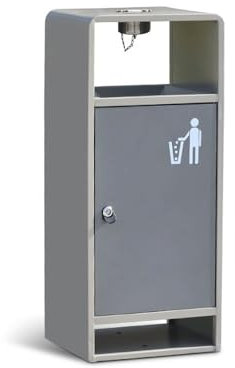 HYRTHAFSDF Papelera para Exterior Papelera para Interior y Exterior Papelera de Metal Cuadrada Gris con Apertura Lateral, Papelera Comercial Moderna con cenicero Papelera para Exterior