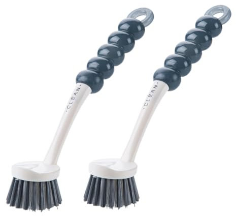 Cabilock 2 Pc Pot Brush and Dish Brush Set Handles Multi-Function Kitchen Cleaning for Stubborn Dirt Removal and Dishwashing