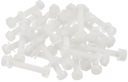 PATIKIL Tornillos De Nylon Blancos M6x40mm Con Tuercas De Plástico Juego Completo De Cabezales Roscados Para Proyectos De Sujeción Industriales Y Domésticos 24 Juegos