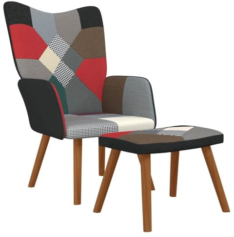 Xichuzi Relaxsessel mit Hocker Patchwork Stoff, Fernsehsessel, Kinosessel, Lesesessel, Tv Sessel, Ohrensessel, Armsessel, Seselstuhl Wohnzimmer - 328196