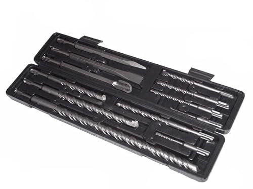 Set di Punte per Trapano SDS e Scalpelli | 12 Pezzi | 9 Punte Ø5-20 | 3 Scalpelli 250 mm | Spirale Quadrupla S4 | per Cemento Armato | con Scatola