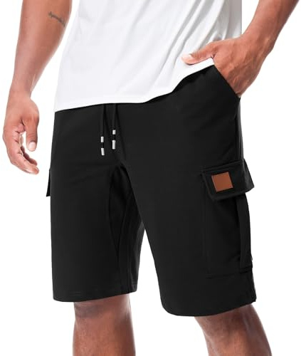Suwangi Pantalones Cortos Deportivos Hombre Casual Bermudas con 4 Bolsillos | Cintura Elástica,Cargo Shorts,Regular Fit,Verano,Libre,Transpirables,Cortos,Running