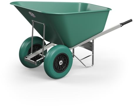 Agri Barrow Wheel Barrow 200 Litre Plastic Wheelbarrow with Puncture Proof Twin Slim Tyres, Green – Ideal for Equestrians, Farmers, Gardeners, Stable Yards, and Heavy-Duty Use