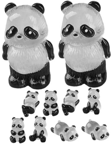 Supvox 10Stücke Panda Figuren Im Dunkeln Leuchtende Tierfiguren Aus Kunstharz Gartendekoration Für Mikrolandschaften Und Puppenhäuser Langlebig Und Detailreich