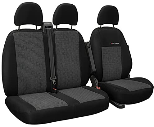 ERJOT Bus AKR-EXC Autositzbezüge für VW T6 Transporter Polyester Passgenau | Maßgefertigt, Atmungsaktiv, Fahrersitz + 2er Beifahrersitzbank