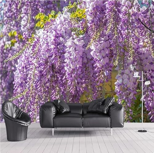XLMING Cubic Simple Fleur Violette Peinte À La Main 3D Papier Peint Intissé Salle à Manger Bureau D'étude Canapé Chambre Salon TV Mur-430cm×300cm