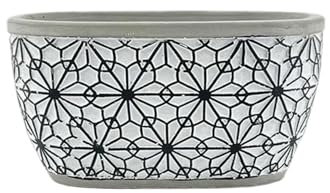 Huangj-0527 flowerpots Rectangular Cement Planter with Floral Embossed Texture Plant Pots, with Drainage Hole Plant Container, for Decoration Home Windowsill ceramic plant pots(Large)