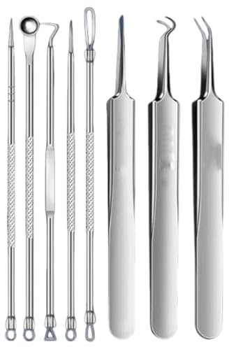 Anluomania Blackhead Remover Set, Blackhead Remover, Pore Cleaner, Pimple Squeezing Tool, Comedone Squeezer, Stainless Steel Acne Blackhead Remover with Box, for Nose Face Care