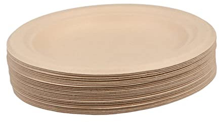 WEKAMOS 100pezzi Vassoio Per Torte Rotondo Marrone Per Barbecue Feste Compleanno Matrimoni Stoviglie Usa e Getta Vassoio Portata Per Antipasti e