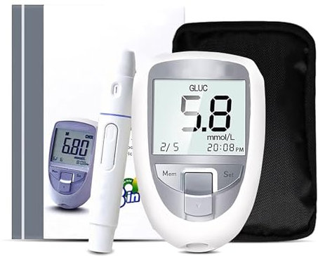 Tester 3 In 1 Per Glucosio, Acido Urico E Colesterolo Totale, Kit Multifunzione Per Il Monitoraggio Del Glucosio, Include 10 Strisce Reattive Per L'acido Urico, 25 Per La Glicemia E 10 Per Il Colester