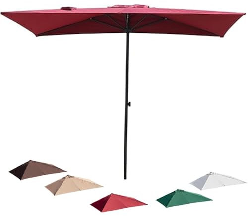 ZIUSFAC Demi Parasol De Balcon 200×100cm Hauteur Réglable Demi-Parasol Rectangulaire Parasol De Jardin pour Extérieur Bord De Piscine(Burgundy,200x100cm/6.5x3.3ft)