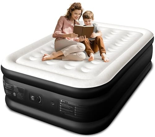 CHERIMOR Full Size Air Mattress with Built-in Pump, 18 Raised Comfort, 48Hr Leak-Proof Test, Upgraded Honeycomb Pillar Design, Supports 600 lbs, 2.5-Min Inflation for Home Guest Room Camping
