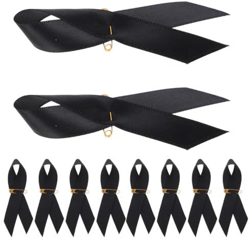 DIYEAH Schwarze TrauerbäNder 50 X FüR Beerdigung Und Gedenkveranstaltungen | Polyester Material, Schmetterlingsknoten Design, 8.2 X 3.1 X 1.2 Cm, Mit Sicherheitsnadeln