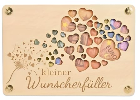 OUDQFCJ Carta di Auguri in Legno, Confezione Regalo Originale per Soldi per Compleanno, Matrimonio, Cresima, Viaggio, Comunione – Idee Regalo per Uomo e Donna (Formato Piccolo) (Colore Legno)