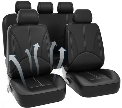 Genérico Fundas De Piel para Asientos De Coche | 5 Piezas Protector Transpirable con Cojín De PU | Protector Transpirable para Conductor Viajes Delantero Trasero