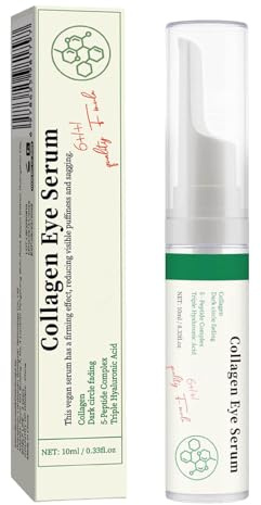 Sérum contour des yeux au collagène vegan, triple acide hyaluronique et peptide de collagène, améliore l'élasticité de la peau, réduit les ridules et les cernes - Crème contour des yeux, 10 ml (A, 1P)