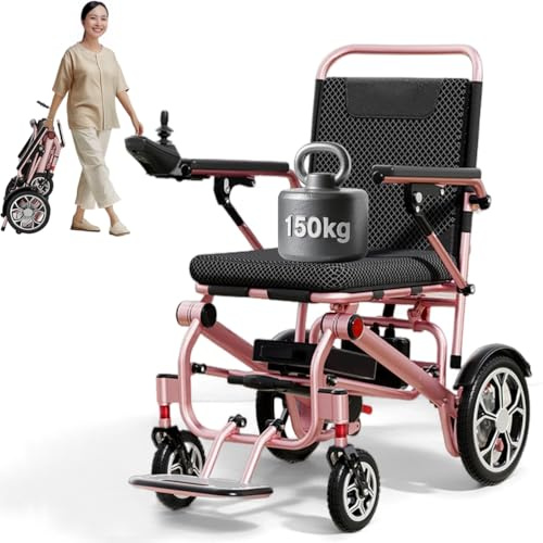 ZQHQKJ Elektrorollstuhl faltbar leicht 14,9 kg – Reise Rollstuhl elektrisch für Senioren mit 400W Motor, 50 km Reichweite, Lithium-Akku,mit Fernbedienung bis 150 kg, für Wohnung & Gelände,30Ah