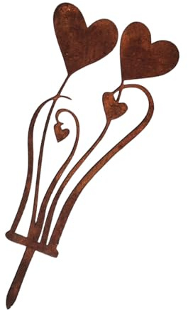 ZUJIABAO Herz Blume Metall Hofpfahl schwere Art Rostfrei Einfache Installation Gartenskulptur Dekoration Herzform Gartenskulptur