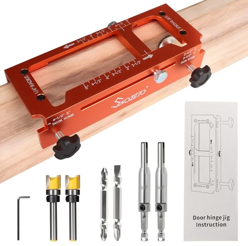 Metal Door Hinge Jig, Adjustable Router Jig Fits Door Hinges 2.5–5 Length & Thicknesses, Universal Template for Round (1/4 & 5/8 Radius) and Square Corners