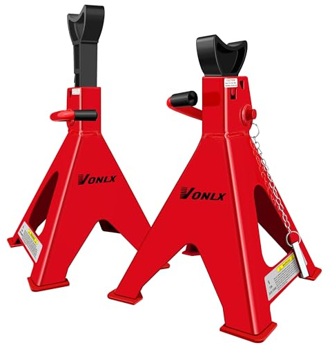VONLX Car Jack Stands 6 Ton Adjustable Auto Floor Jackstands with Double Locking and Large Foot Base for Lifting SUVS, Heavy Duty Carbon Steel 13,200 lb Capacity 2 Pack