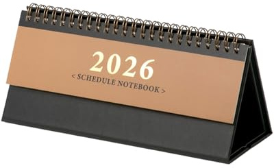 WINXMIN Wochen-Tischkalender 2026 quer mit Aufsteller,1 Mond 1 Seite,21.3 x 9.3 cm,Mit Notizblatt,Monatsregister, Ringbindung,Nachhaltig