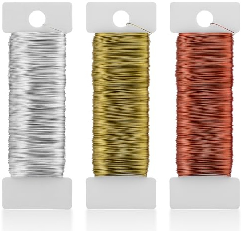 TIESOM 3 Rollen Basteldraht Dünn, 0.35mm×50m Blumendraht zum Basteln Metalldraht Schmuckdraht Draht zum Basteln Dünn Metalldraht Wickeldraht Basteldraht Modellierdraht für Bastelarbeiten Floristik