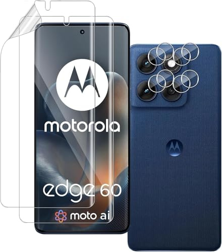 QULLOO Hydrogel Schutzfolie für Motorola Moto Edge 60 / Edge 60 Fusion, 2+2 Stück Weich TPU Displayfolie + Kameraschutz für Panzerglas, Displayschutzfolie HD Folie Displayschutz