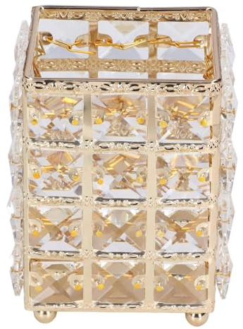 Kukyller Make-up-Pinselhalter, goldener Kristall-Make-up-Pinsel-Organizer, Zahnbürstenhalter mit großer Kapazität für die Organisation von Tischkommoden (Gold)