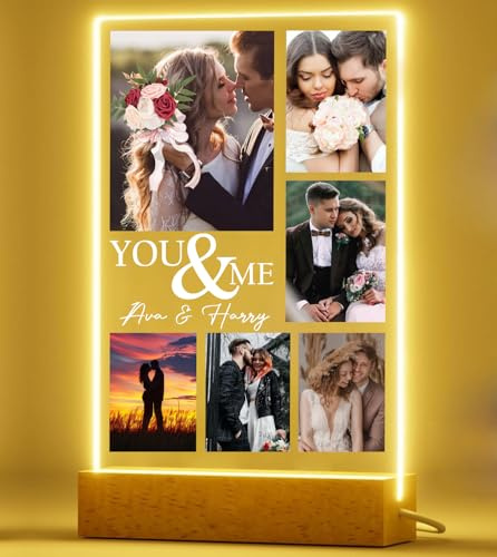 PB TECH Personalised Photo Frame with Photo, Customised Acrylic Photo Plaque With LED Light, Anniversary Valentines Gifts for Him Her Women Men Girlfriend Boyfriend Couple Friend