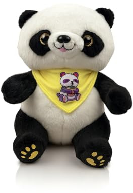 Generisch Peluche a forma di panda, 25 cm, simpatico panda con foulard, morbido peluche da coccolare, regalo per bambini e fan dei panda