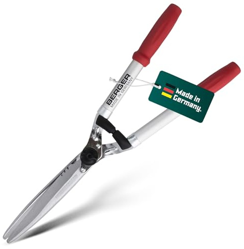 BERGER Heckenschere 4495 | Handheckenschere | Heckenschere manuell | 24 cm Schnittlänge | Gerader Schliff mit 2 Saftrillen & Anschlagdämpfer | Leicht & langlebig aus Aluminium | Made in Germany