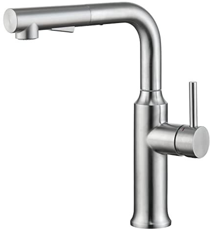 CREA Kitchen Tap With Pull Out Sprayer, Dual Function Mixer With 360° Swivel Single Handle, Sink Mixer With Magnetic Docking, Stainless Steel