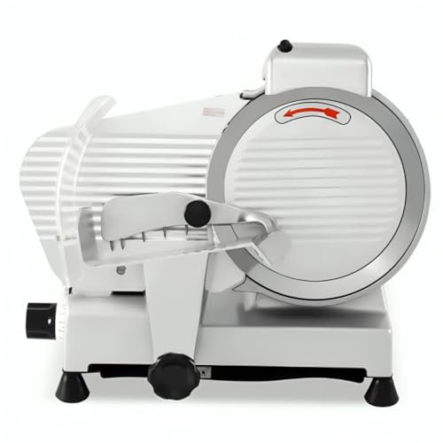 MBH - Cortadora de Fiambre Profesional Cuchilla 250m. Cortadora de Embutidos Industrial de Aluminio Anodizado y Base Lacada para Hostelería.